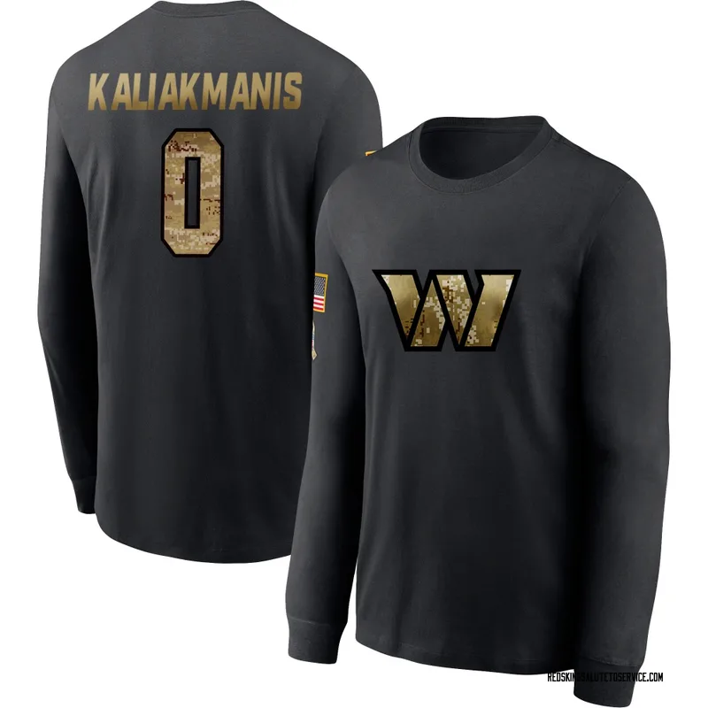 Men's Athan Kaliakmanis Washington Commanders Black 2020 Salute To Service Sideline Performance Long Sleeve T-Shirt