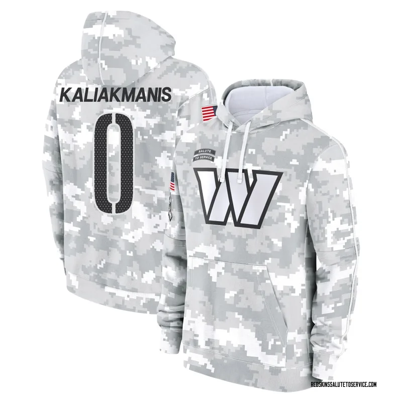 Men's Athan Kaliakmanis Washington Commanders Camo Arctic 2024 Salute to Service Club Fleece Pullover Hoodie