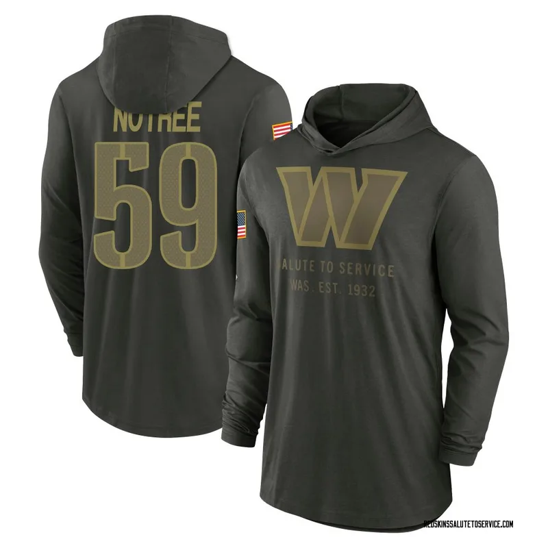Men's Bryce Notree Washington Commanders Green Forest/ 2025 Salute to Service Sideline Lightweight Hooded Pullover Long Sleeve T