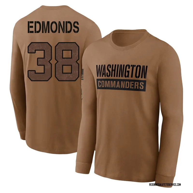 Men's Chase Edmonds Washington Commanders Brown 2023 Salute To Service Long Sleeve T-Shirt