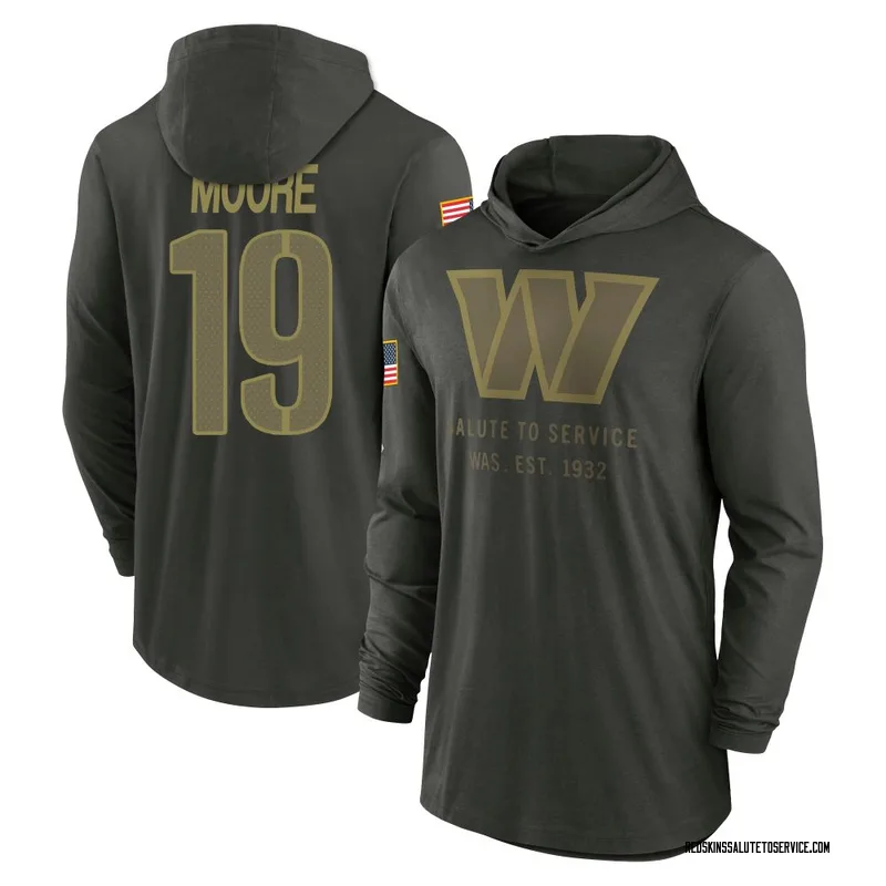Men's Chris Moore Washington Commanders Green Forest/ 2025 Salute to Service Sideline Lightweight Hooded Pullover Long Sleeve T-