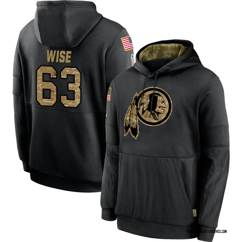 Men's Daniel Wise Washington Football Team Black 2020 Salute to Service Sideline Performance Pullover Hoodie