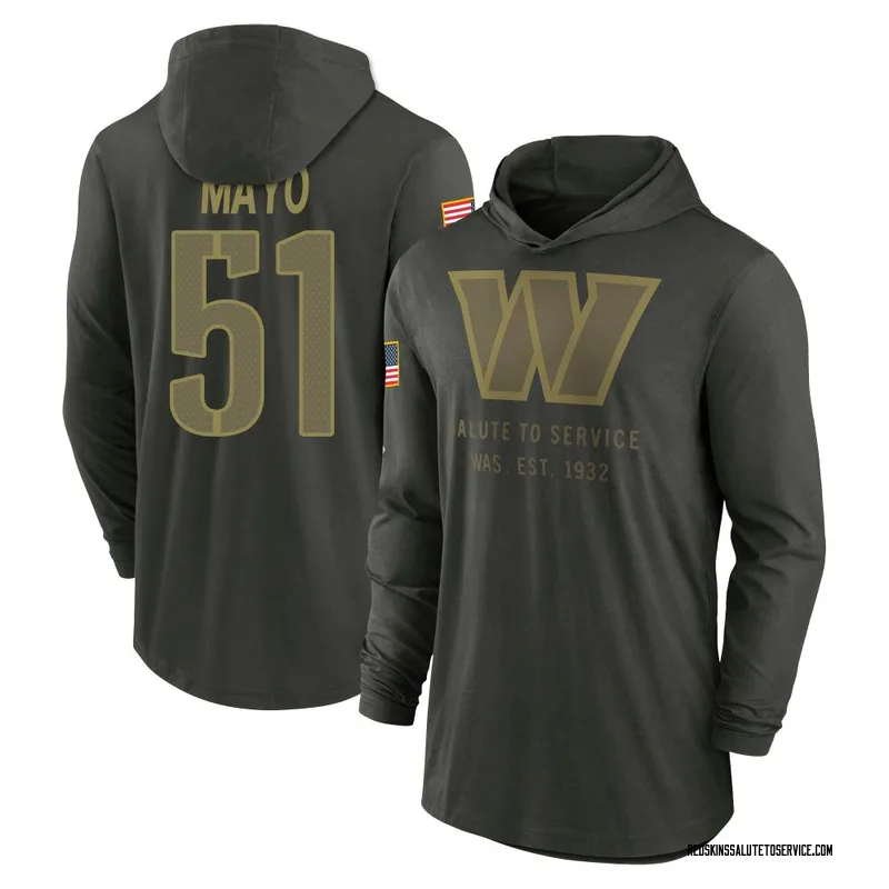 Men's David Mayo Washington Commanders Green Forest/ 2025 Salute to Service Sideline Lightweight Hooded Pullover Long Sleeve T-S