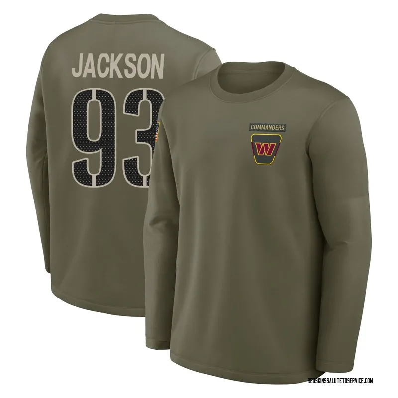 Men's Drake Jackson Washington Commanders Olive 2025 Salute to Service Sideline Coaches Long Sleeve T-Shirt