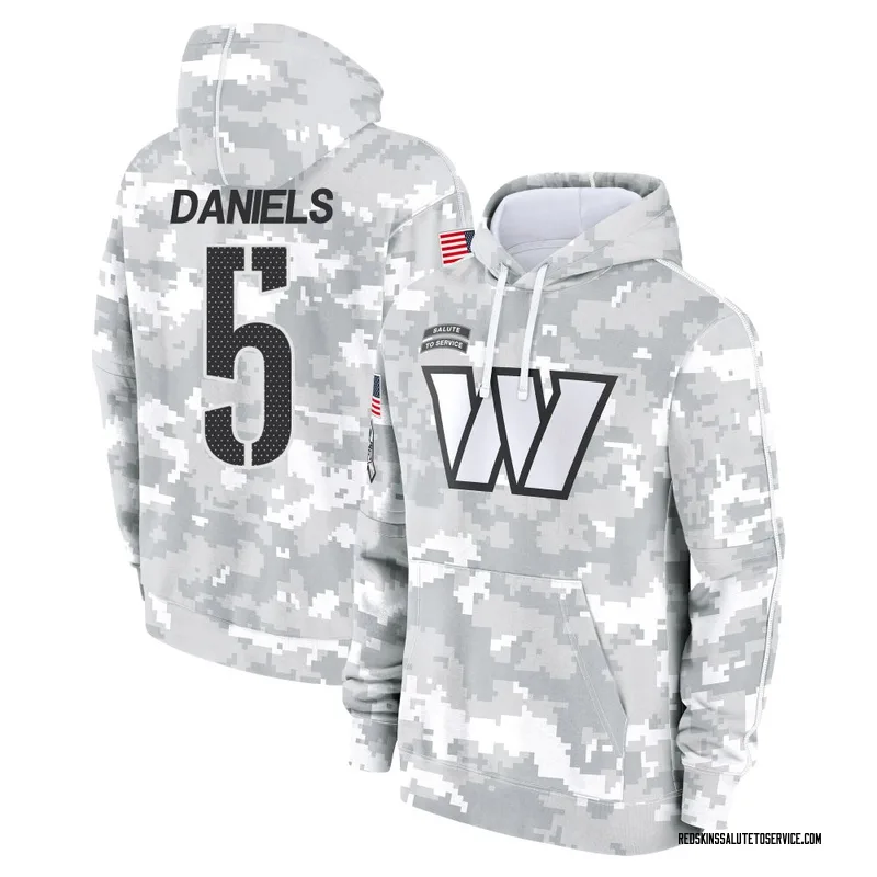 Men's Jayden Daniels Washington Commanders Camo Arctic 2024 Salute to Service Club Fleece Pullover Hoodie