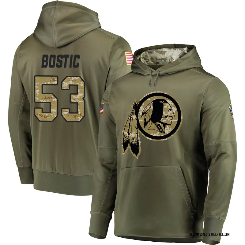 Men's Jon Bostic Washington Football Team Olive Salute to Service Pullover Hoodie