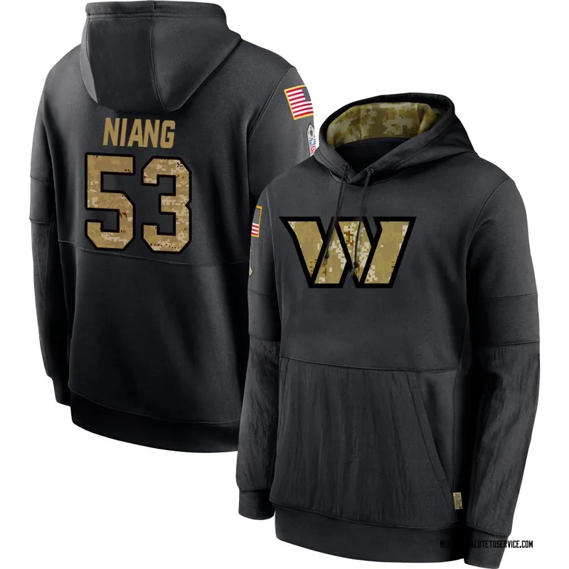 Men's Lucas Niang Washington Commanders Black 2020 Salute to Service Sideline Performance Pullover Hoodie