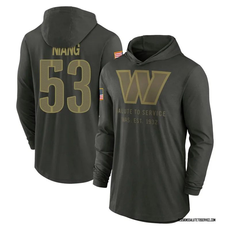 Men's Lucas Niang Washington Commanders Green Forest/ 2025 Salute to Service Sideline Lightweight Hooded Pullover Long Sleeve T-