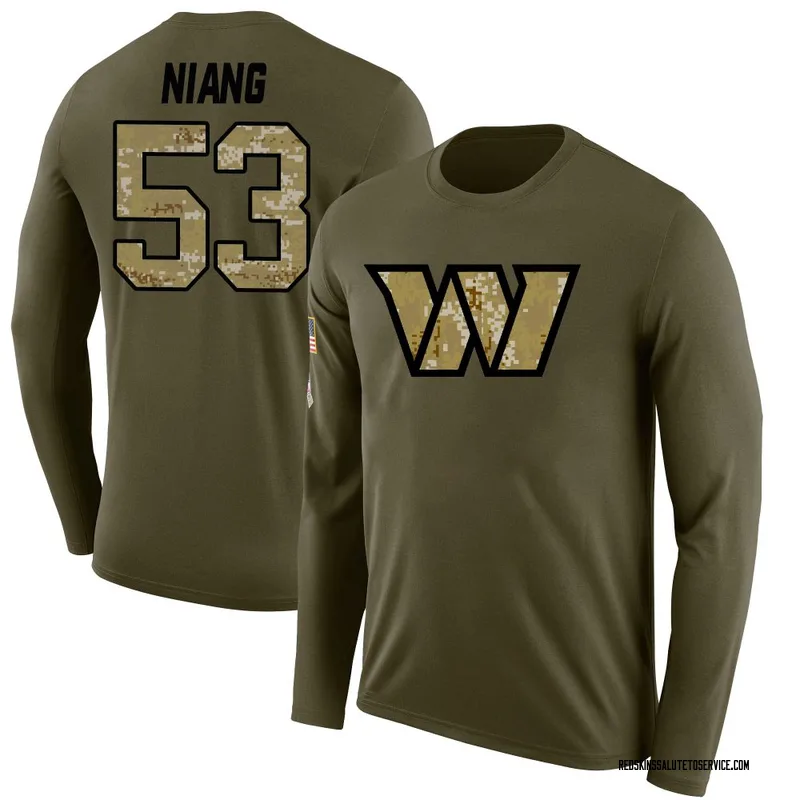 Men's Lucas Niang Washington Commanders Legend Olive Salute to Service Sideline Long Sleeve T-Shirt