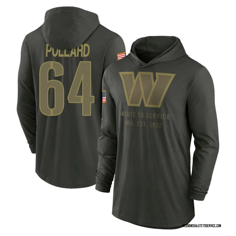 Men's Norell Pollard Washington Commanders Green Forest/ 2025 Salute to Service Sideline Lightweight Hooded Pullover Long Sleeve