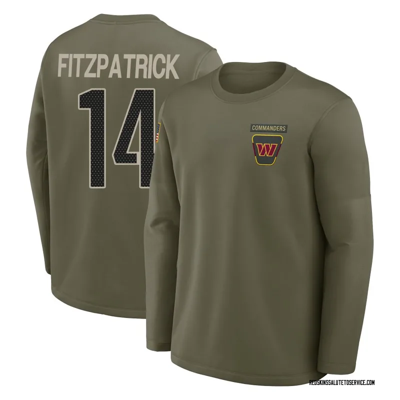 Men's Ryan Fitzpatrick Washington Commanders Olive 2025 Salute to Service Sideline Coaches Long Sleeve T-Shirt