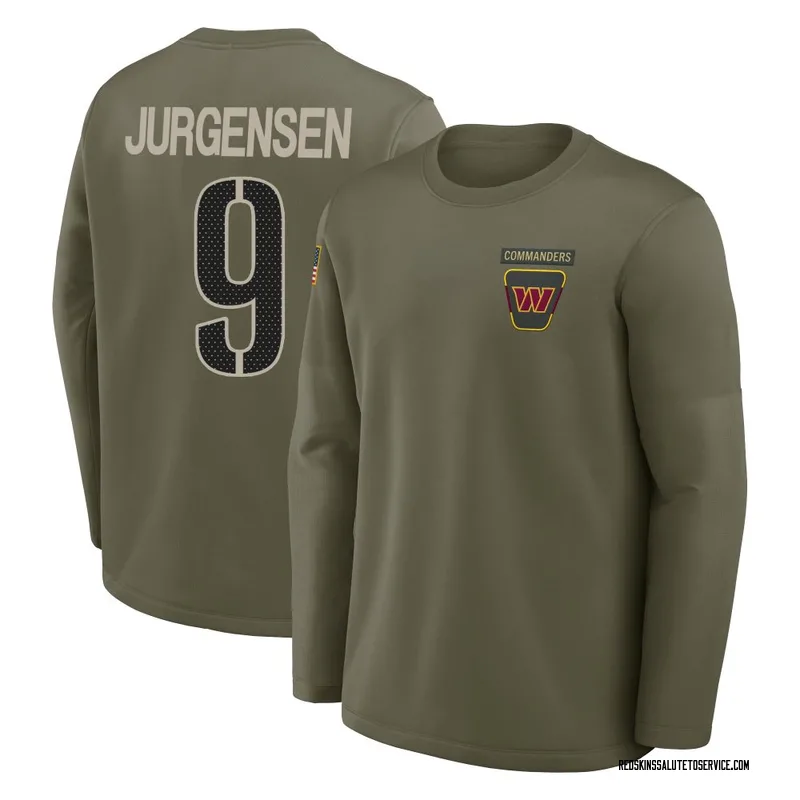 Men's Sonny Jurgensen Washington Commanders Olive 2025 Salute to Service Sideline Coaches Long Sleeve T-Shirt