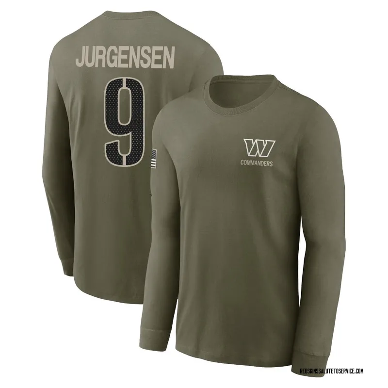 Men's Sonny Jurgensen Washington Commanders Olive 2025 Salute to Service Sideline Long Sleeve T-Shirt