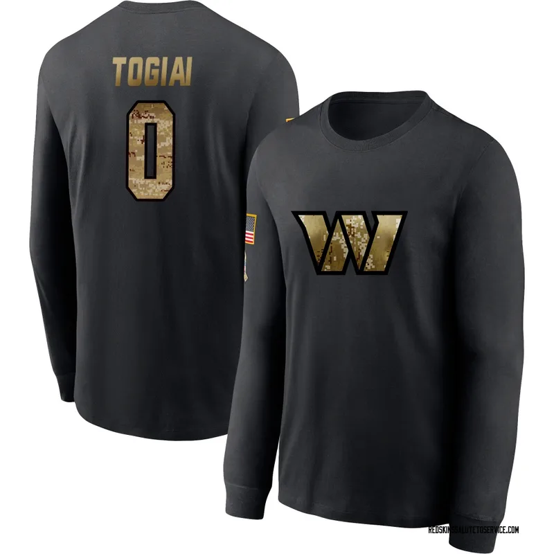 Men's Tanoa Togiai Washington Commanders Black 2020 Salute To Service Sideline Performance Long Sleeve T-Shirt