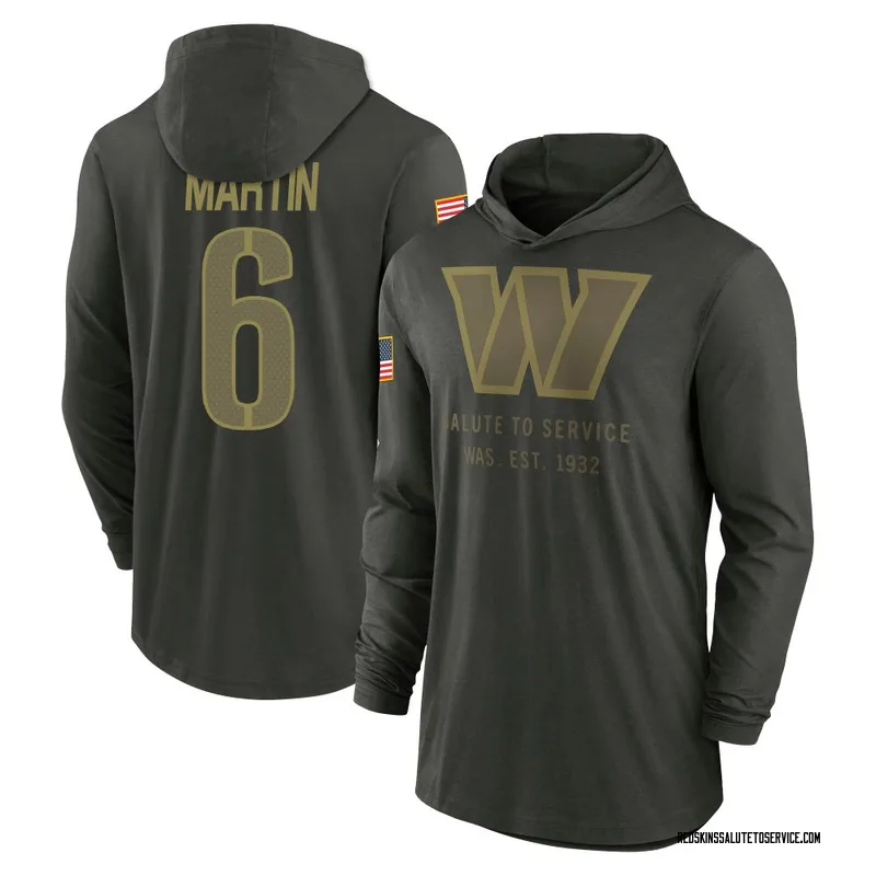 Men's Tay Martin Washington Commanders Green Forest/ 2025 Salute to Service Sideline Lightweight Hooded Pullover Long Sleeve T-S