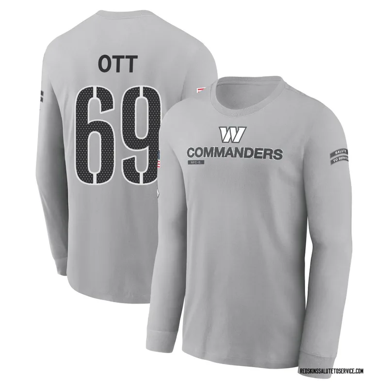 Men's Tyler Ott Washington Commanders Gray 2024 Salute to Service Long Sleeve T-Shirt