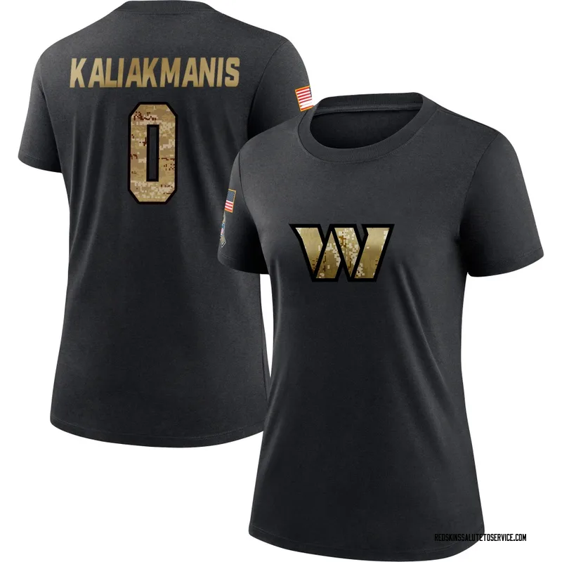 Women's Athan Kaliakmanis Washington Commanders Black 2020 Salute To Service Performance T-Shirt