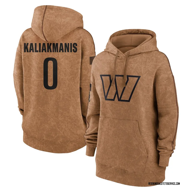 Women's Athan Kaliakmanis Washington Commanders Brown 2023 Salute To Service Pullover Hoodie
