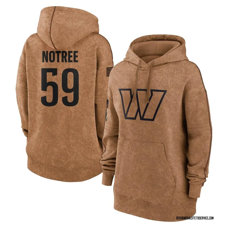 Women's Bryce Notree Washington Commanders Brown 2023 Salute To Service Pullover Hoodie