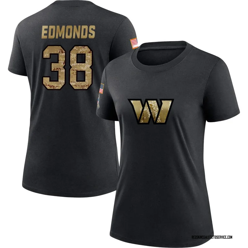 Women's Chase Edmonds Washington Commanders Black 2020 Salute To Service Performance T-Shirt