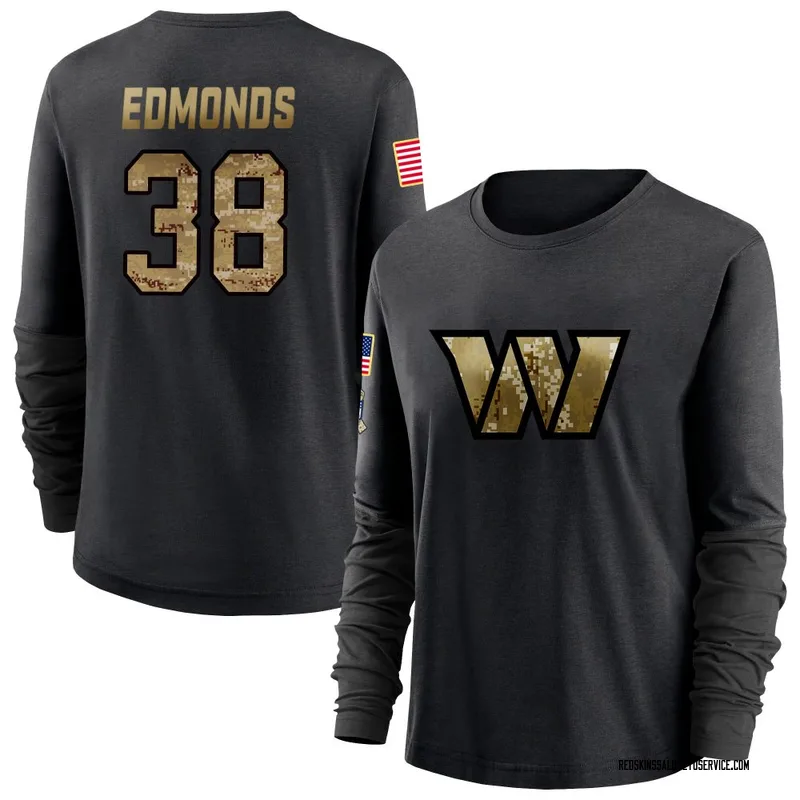 Women's Chase Edmonds Washington Commanders Black 2020 Salute To Service Sideline Performance Long Sleeve T-Shirt