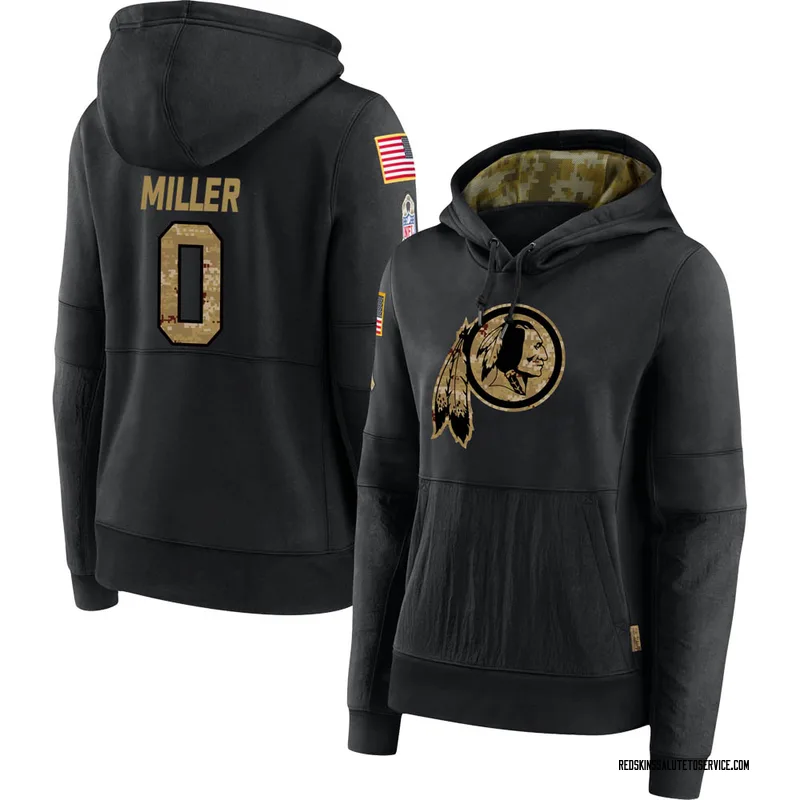 Women's Chris Miller Washington Football Team Black 2020 Salute to Service Sideline Performance Pullover Hoodie