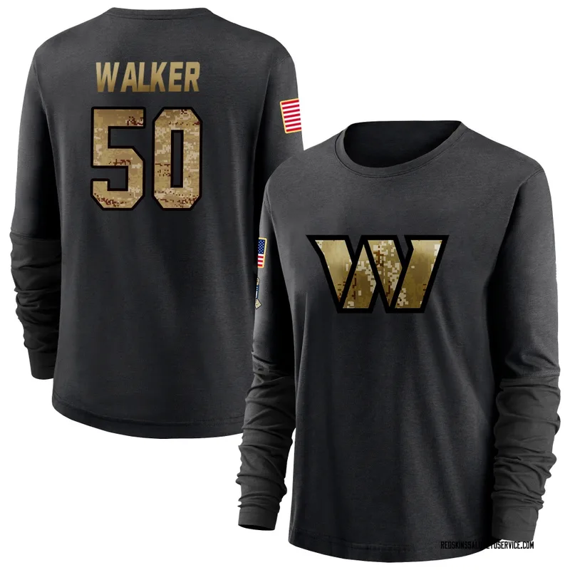 Women's DeMarcus Walker Washington Commanders Black 2020 Salute To Service Sideline Performance Long Sleeve T-Shirt
