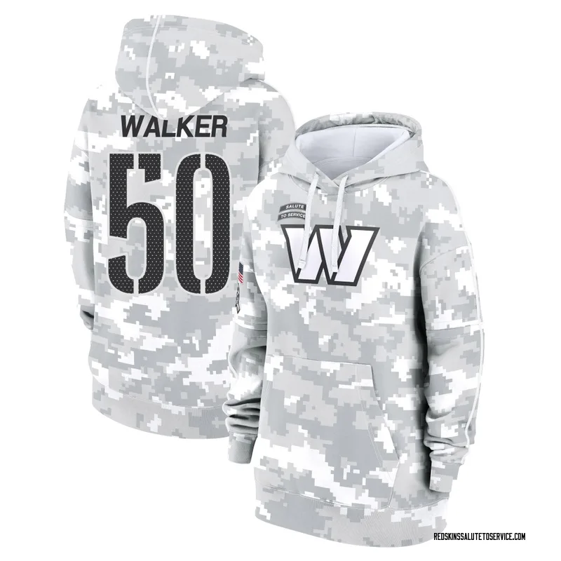 Women's DeMarcus Walker Washington Commanders Camo Arctic 2024 Salute to Service Club Fleece Pullover Hoodie