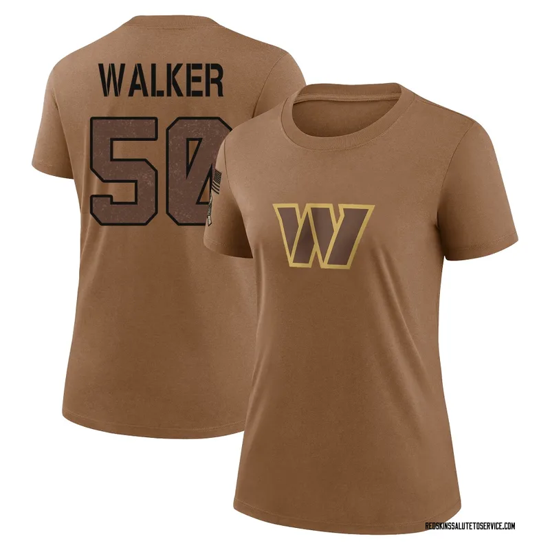 Women's DeMarcus Walker Washington Commanders Legend Brown 2023 Salute To Service Performance T-Shirt
