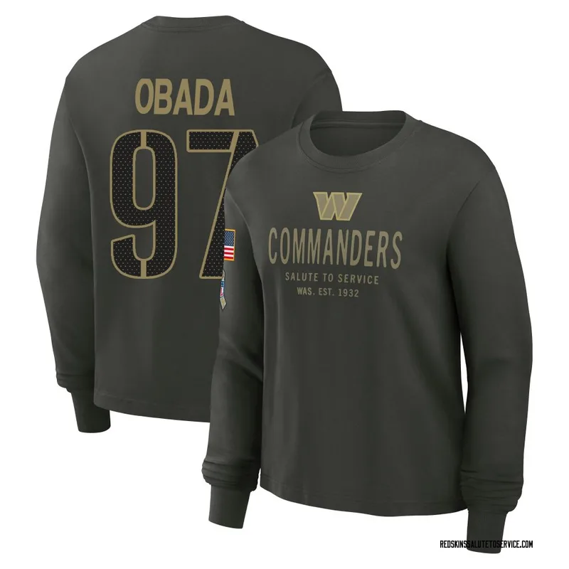 Women's Efe Obada Washington Commanders Green Dark/ 2025 Salute to Service Sideline Long Sleeve T-Shirt