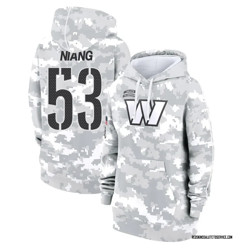 Women's Lucas Niang Washington Commanders Camo Arctic 2024 Salute to Service Club Fleece Pullover Hoodie