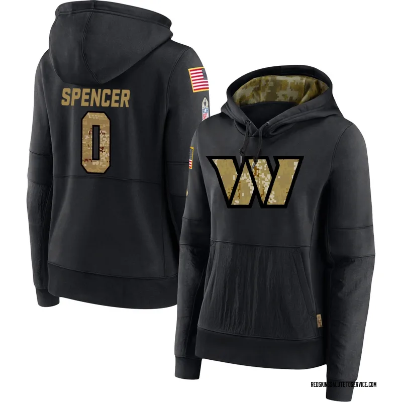 Women's Malik Spencer Washington Commanders Black 2020 Salute to Service Sideline Performance Pullover Hoodie