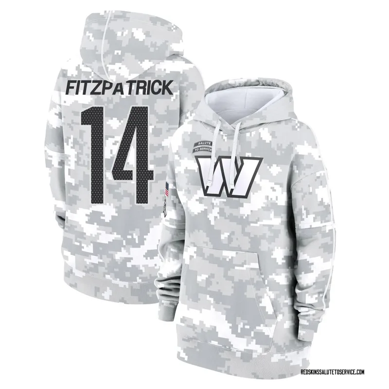 Women's Ryan Fitzpatrick Washington Commanders Camo Arctic 2024 Salute to Service Club Fleece Pullover Hoodie
