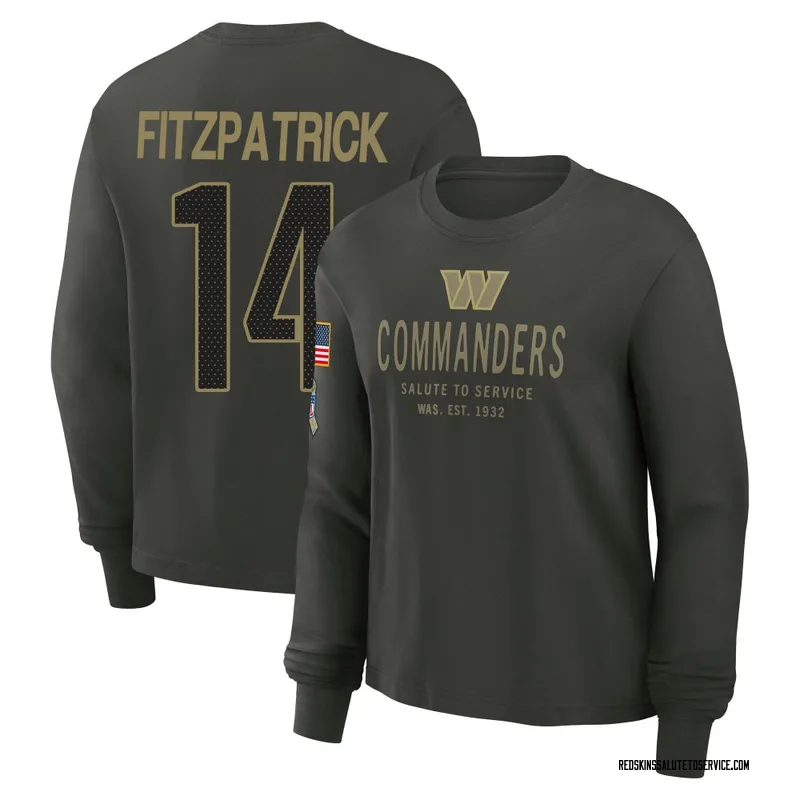 Women's Ryan Fitzpatrick Washington Commanders Green Dark/ 2025 Salute to Service Sideline Long Sleeve T-Shirt