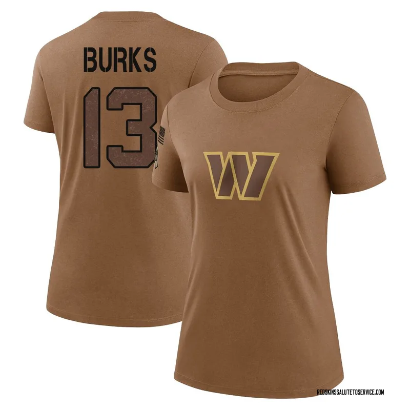 Women's Treylon Burks Washington Commanders Legend Brown 2023 Salute To Service Performance T-Shirt