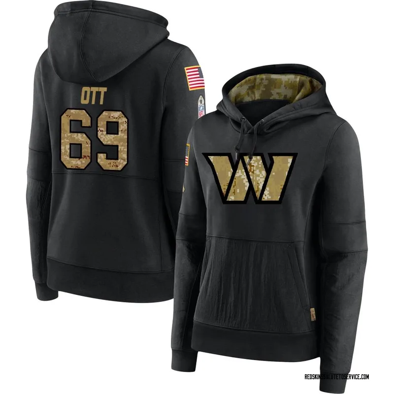 Women's Tyler Ott Washington Commanders Black 2020 Salute to Service Sideline Performance Pullover Hoodie