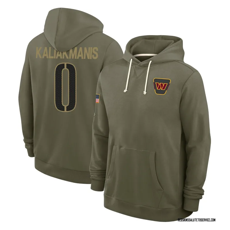 Youth Athan Kaliakmanis Washington Commanders Olive 2025 Salute to Service Hoodie