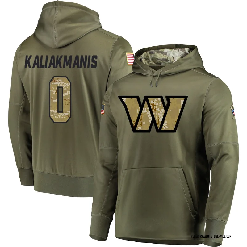 Youth Athan Kaliakmanis Washington Commanders Olive Salute to Service Pullover Hoodie