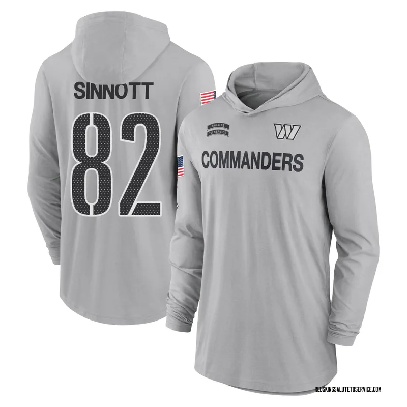 Youth Ben Sinnott Washington Commanders Gray 2024 Salute to Service Lightweight Performance Long Sleeve Hooded T-Shirt