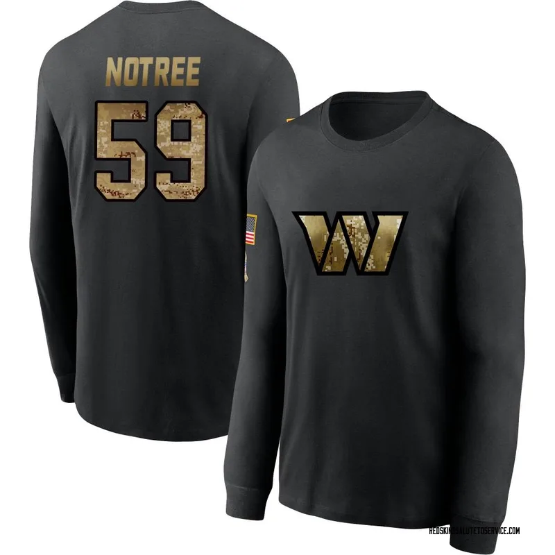 Youth Bryce Notree Washington Commanders Black 2020 Salute To Service Sideline Performance Long Sleeve T-Shirt
