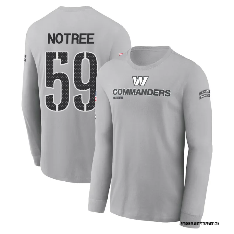 Youth Bryce Notree Washington Commanders Gray 2024 Salute to Service Long Sleeve T-Shirt