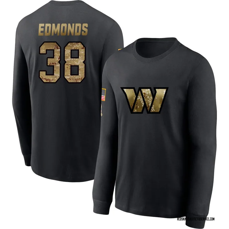 Youth Chase Edmonds Washington Commanders Black 2020 Salute To Service Sideline Performance Long Sleeve T-Shirt