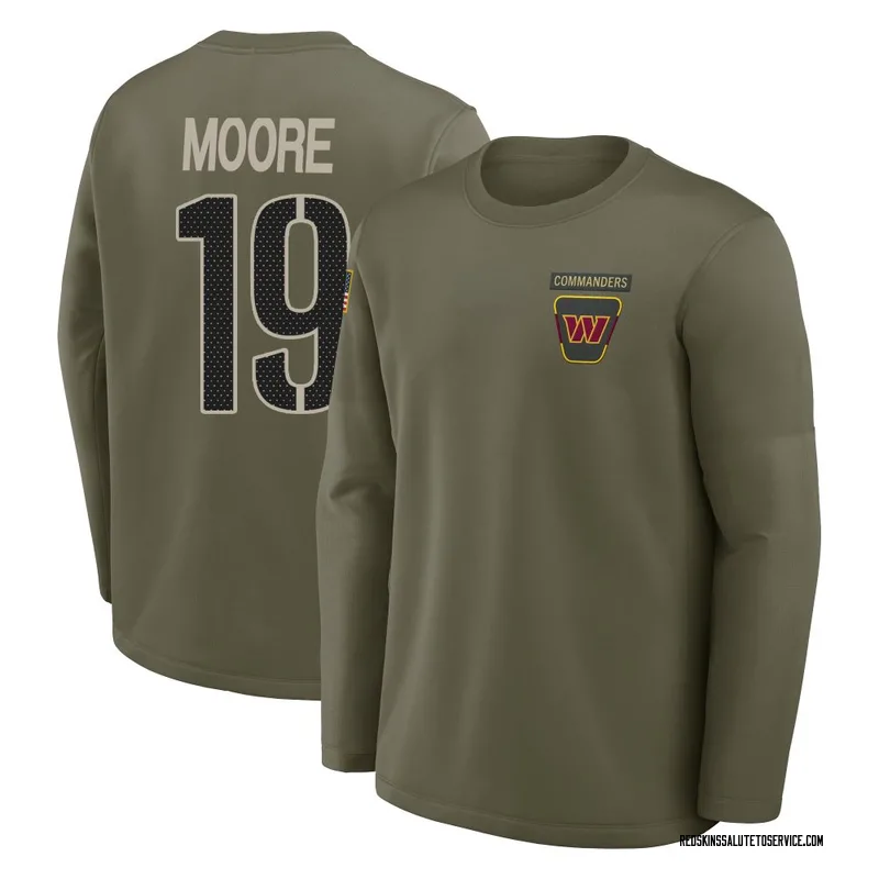 Youth Chris Moore Washington Commanders Olive 2025 Salute to Service Sideline Coaches Long Sleeve T-Shirt