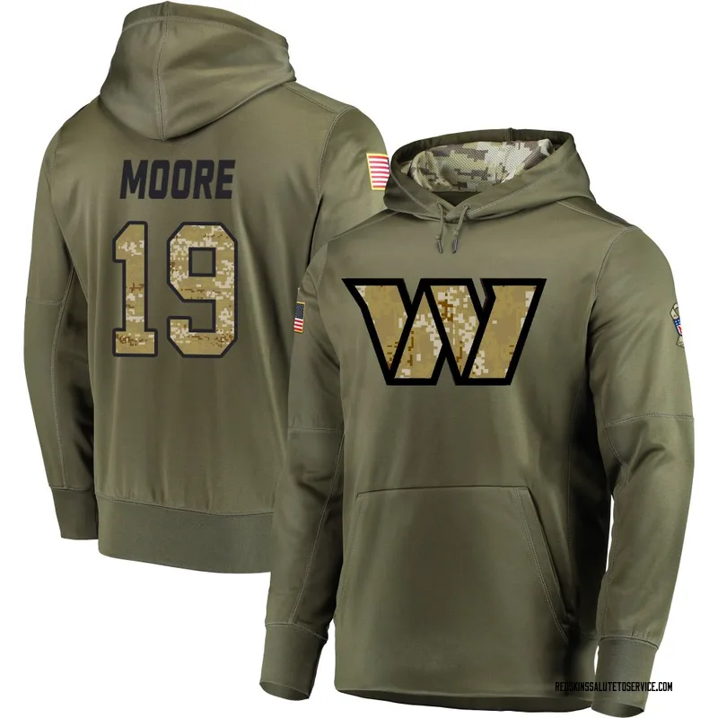 Youth Chris Moore Washington Commanders Olive Salute to Service Pullover Hoodie