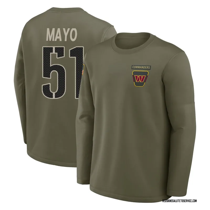 Youth David Mayo Washington Commanders Olive 2025 Salute to Service Sideline Coaches Long Sleeve T-Shirt
