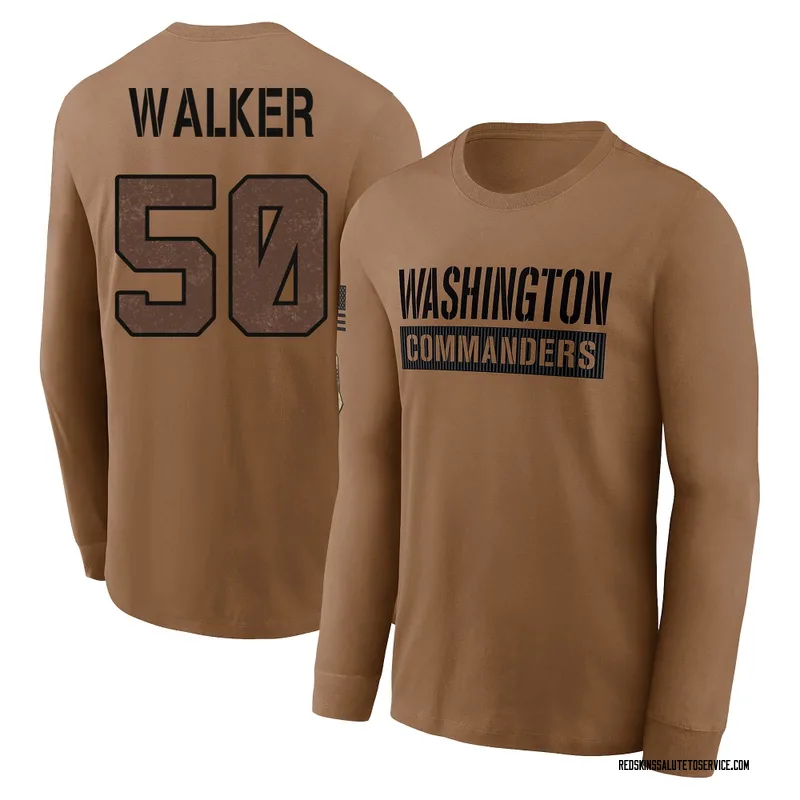 Youth DeMarcus Walker Washington Commanders Brown 2023 Salute To Service Long Sleeve T-Shirt