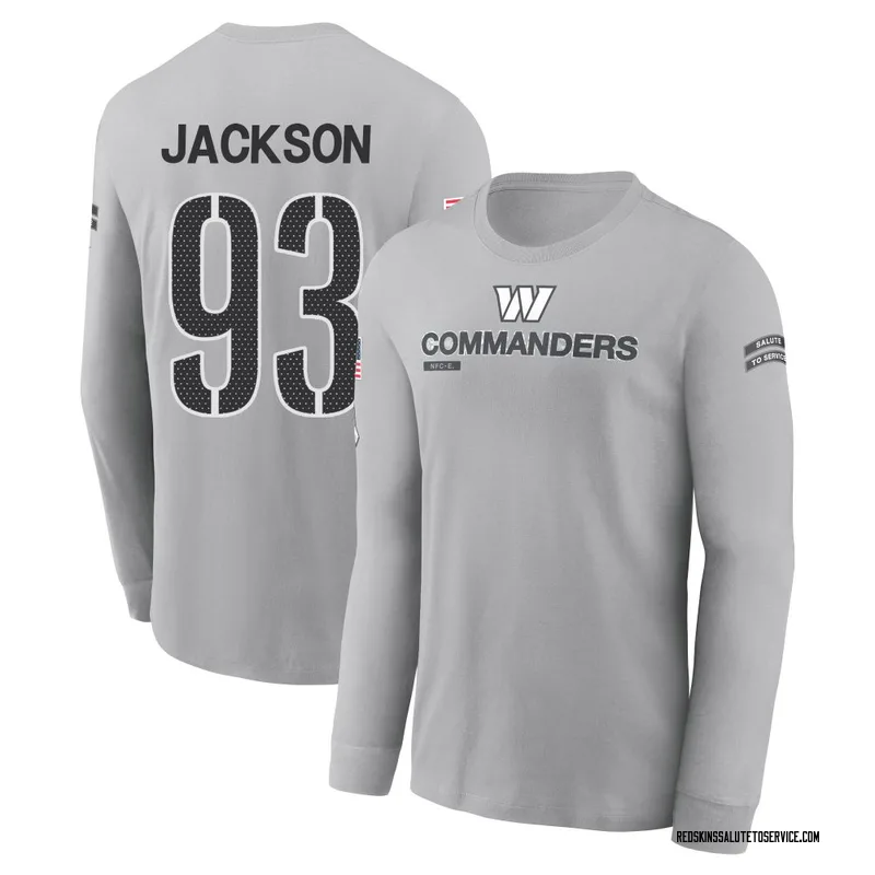 Youth Drake Jackson Washington Commanders Gray 2024 Salute to Service Long Sleeve T-Shirt