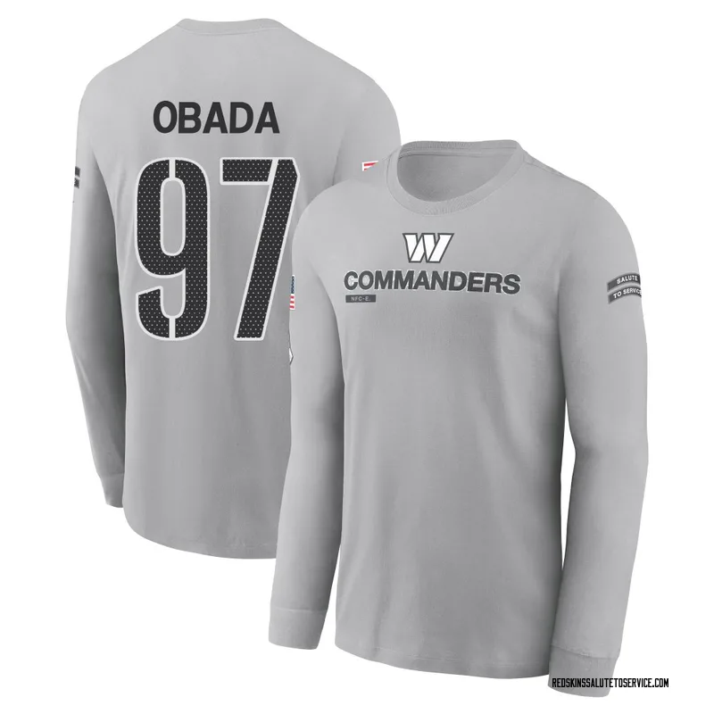 Youth Efe Obada Washington Commanders Gray 2024 Salute to Service Long Sleeve T-Shirt