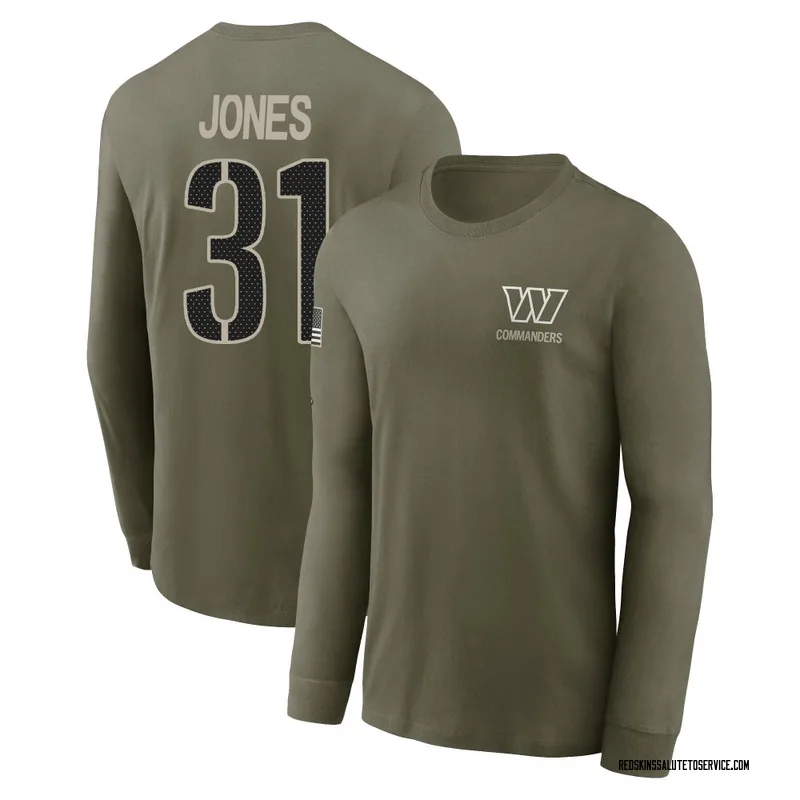 Youth Jonathan Jones Washington Commanders Olive 2025 Salute to Service Sideline Long Sleeve T-Shirt