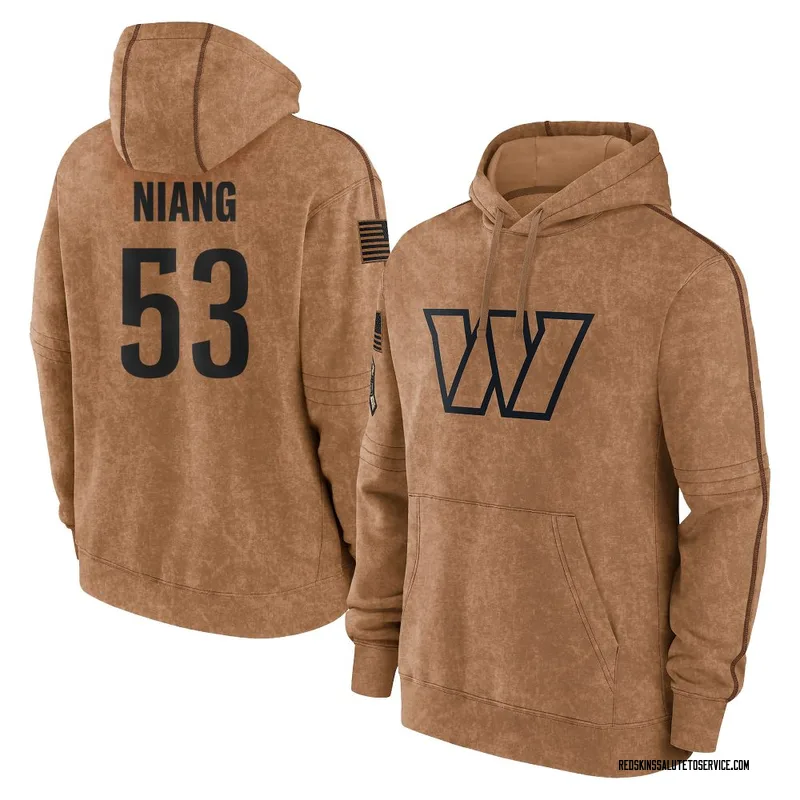 Youth Lucas Niang Washington Commanders Brown 2023 Salute To Service Club Pullover Hoodie